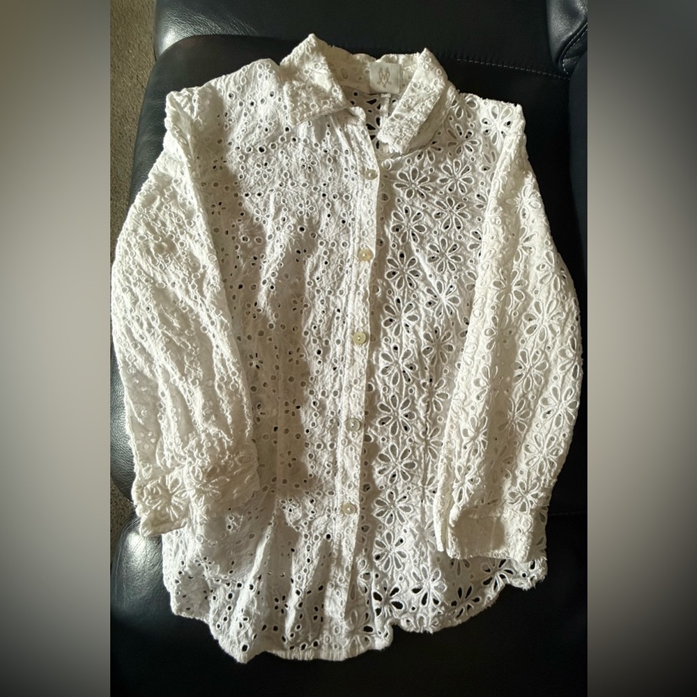 Elegant White Eyelet Blouse